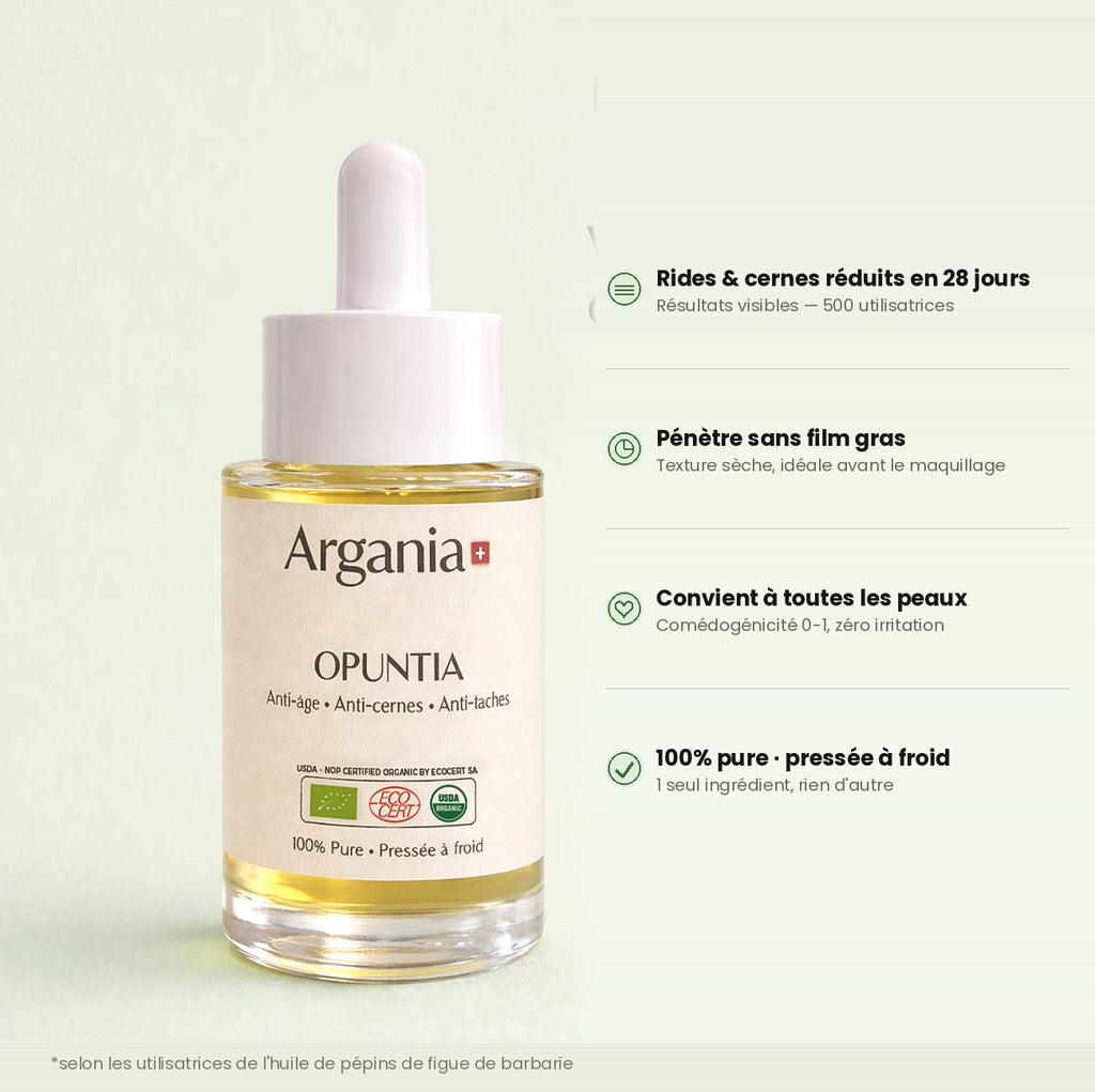 Opuntia® Argania Öl – Bio-Anti-Aging-Pflege gegen Falten und Augenringe, 30 ml, Schweiz