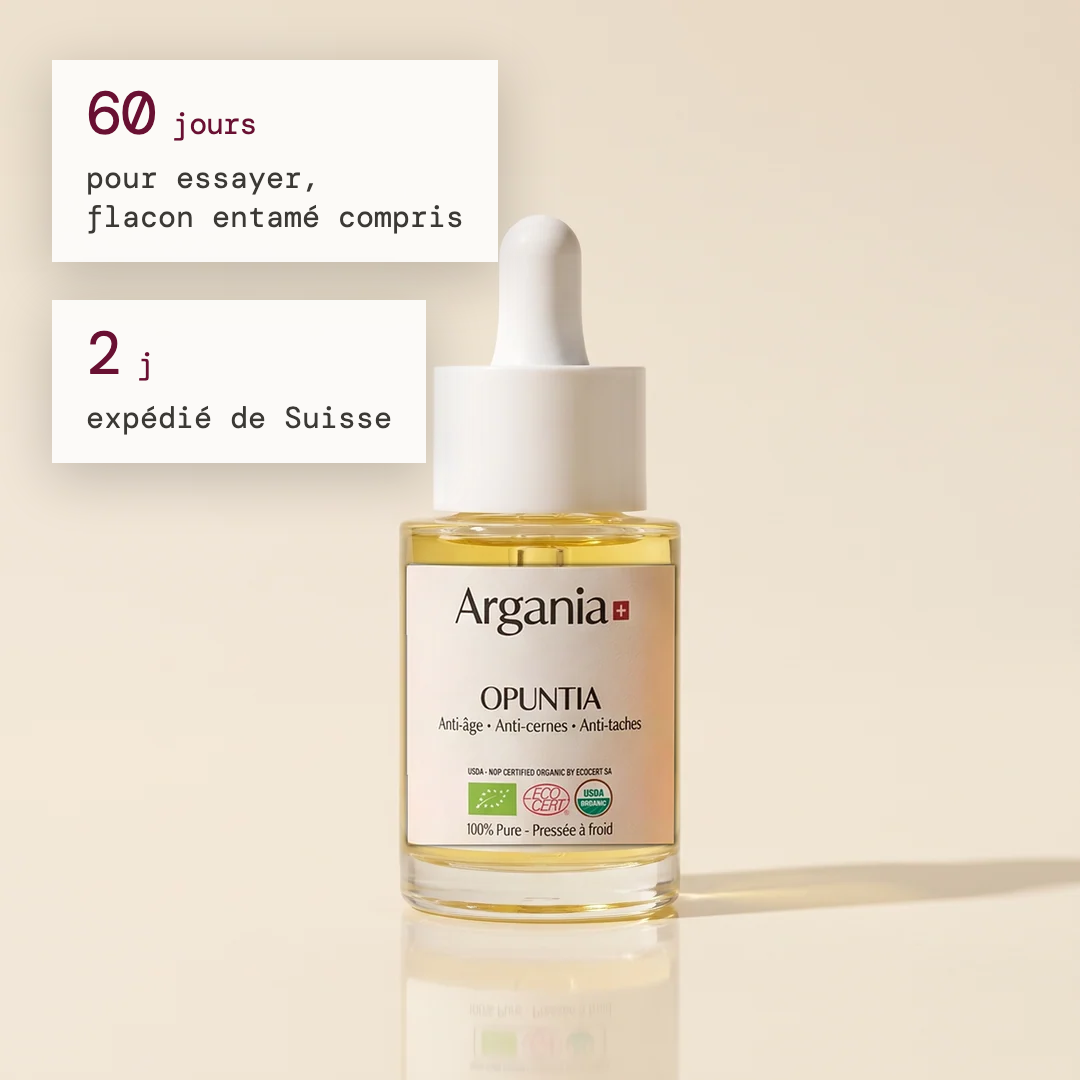 Argania-Garantie: 60 Tage Testphase für das Opuntia-Öl, auch bei angebrochener Flasche, Versand aus der Schweiz innerhalb von 2 Tagen