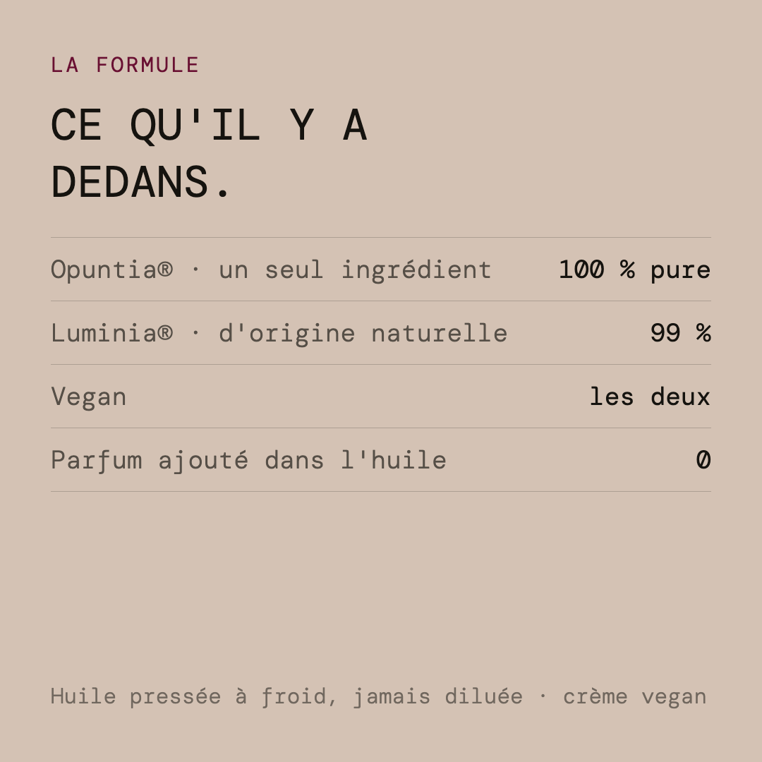 Formule du pack Argania — huile 100 % pure, crème 99 % d'origine naturelle, vegan